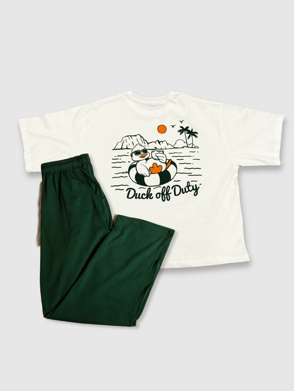 “Duck off Duty” Cropped Tee & Pants Set